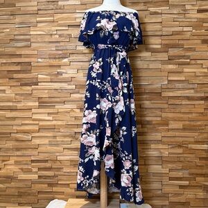 inmod | Navy Floral | Off-the-Shoulder Maxi Dress | Various Sizes